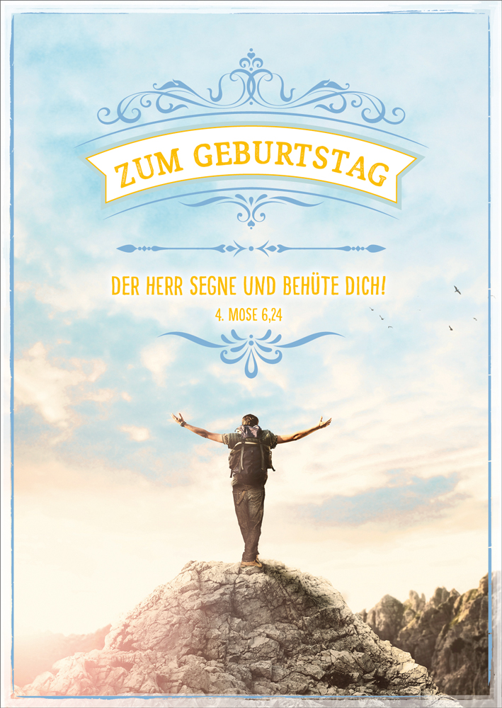 Postkarte Mann auf Berggipfel GF
