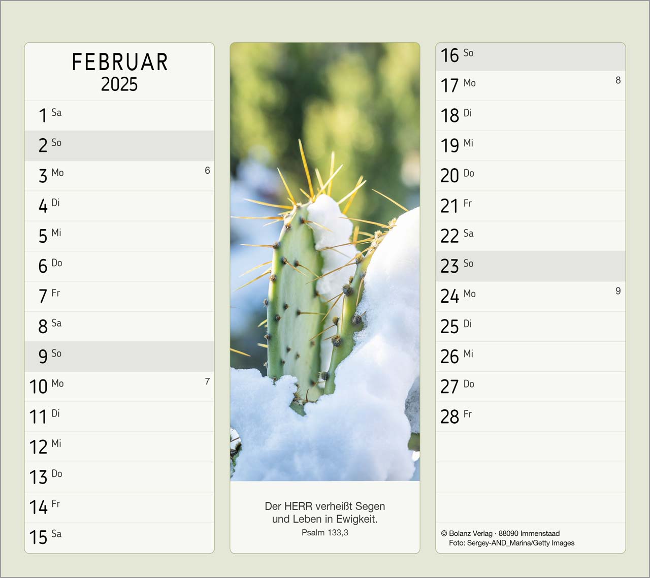 Vormerk-Kalender mit Bibelverse