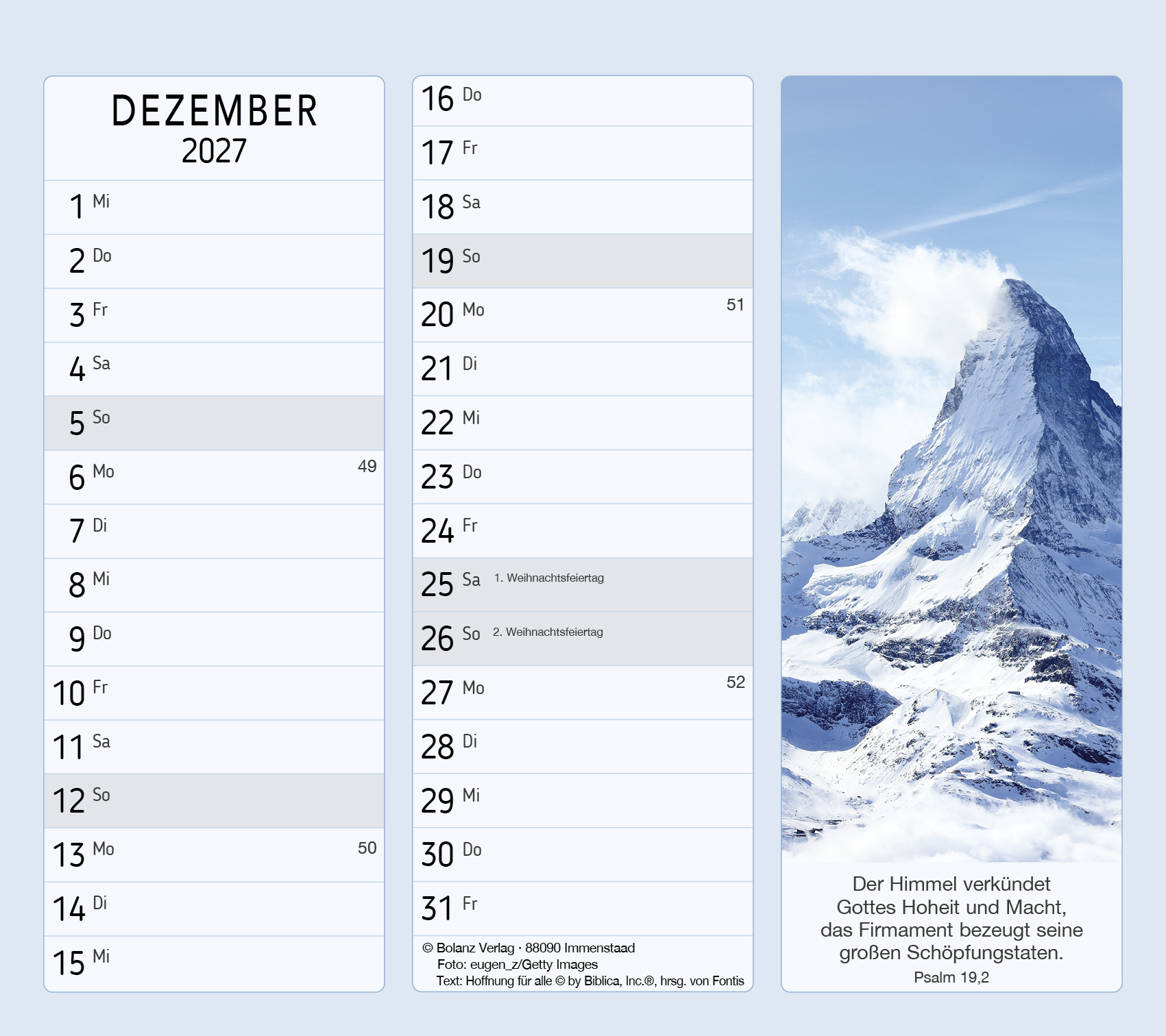 Vormerk-Kalender, mit Bibelverse 2027 – Terminplaner