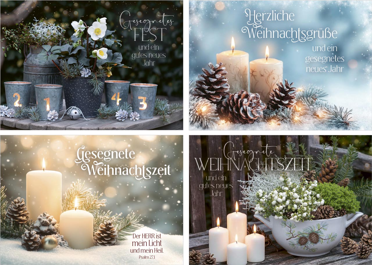 Minikarten Weihnachten Kerzen