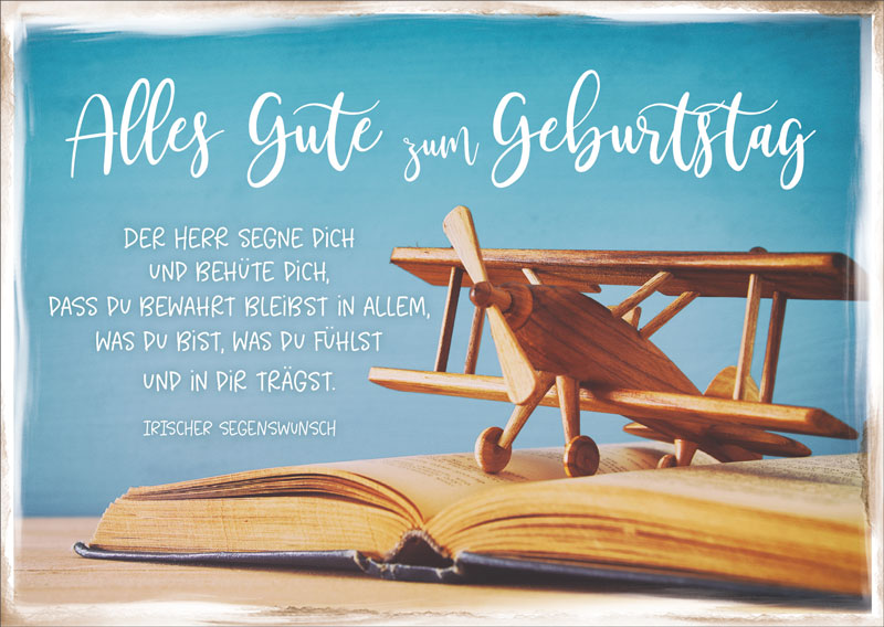 Postkarte Holzflugzeug