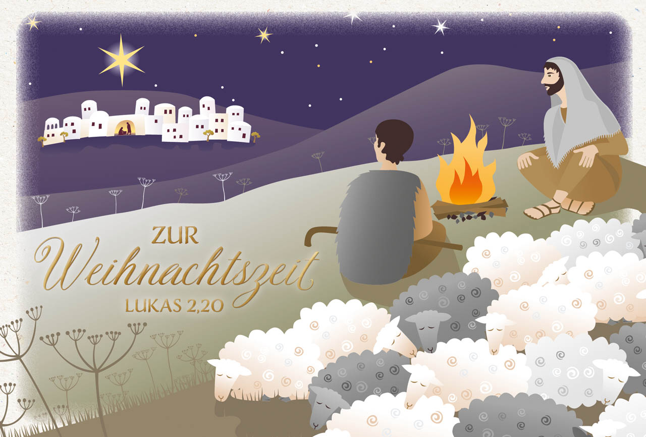 Faltkarte Hirten mit Schafe