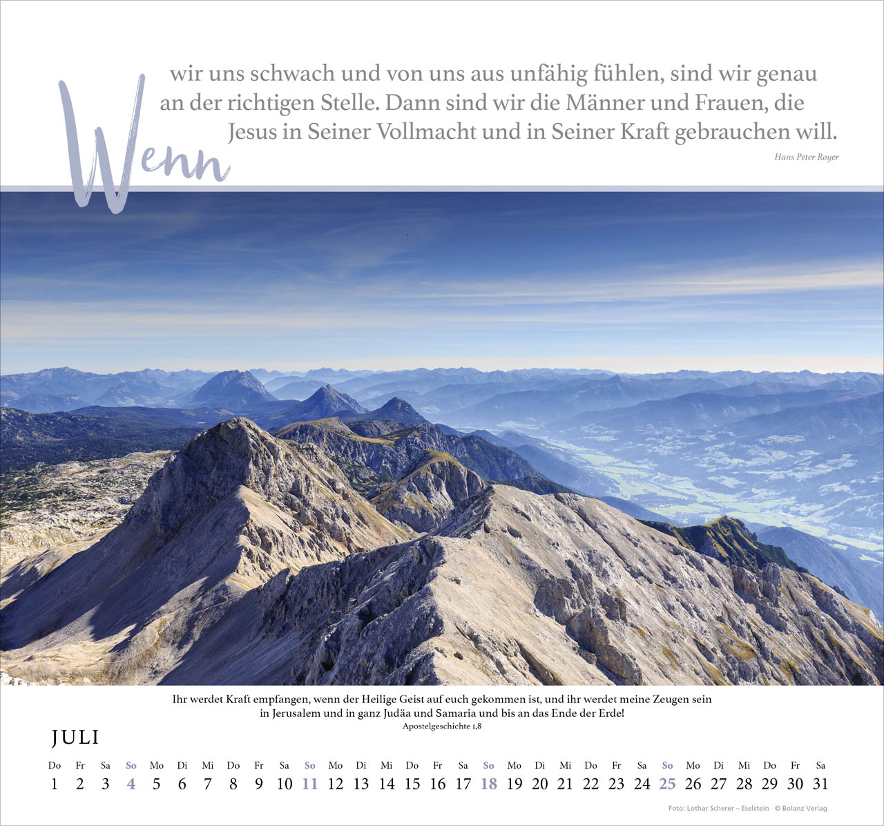 Fels meiner Stärke 2027 – Wandkalender