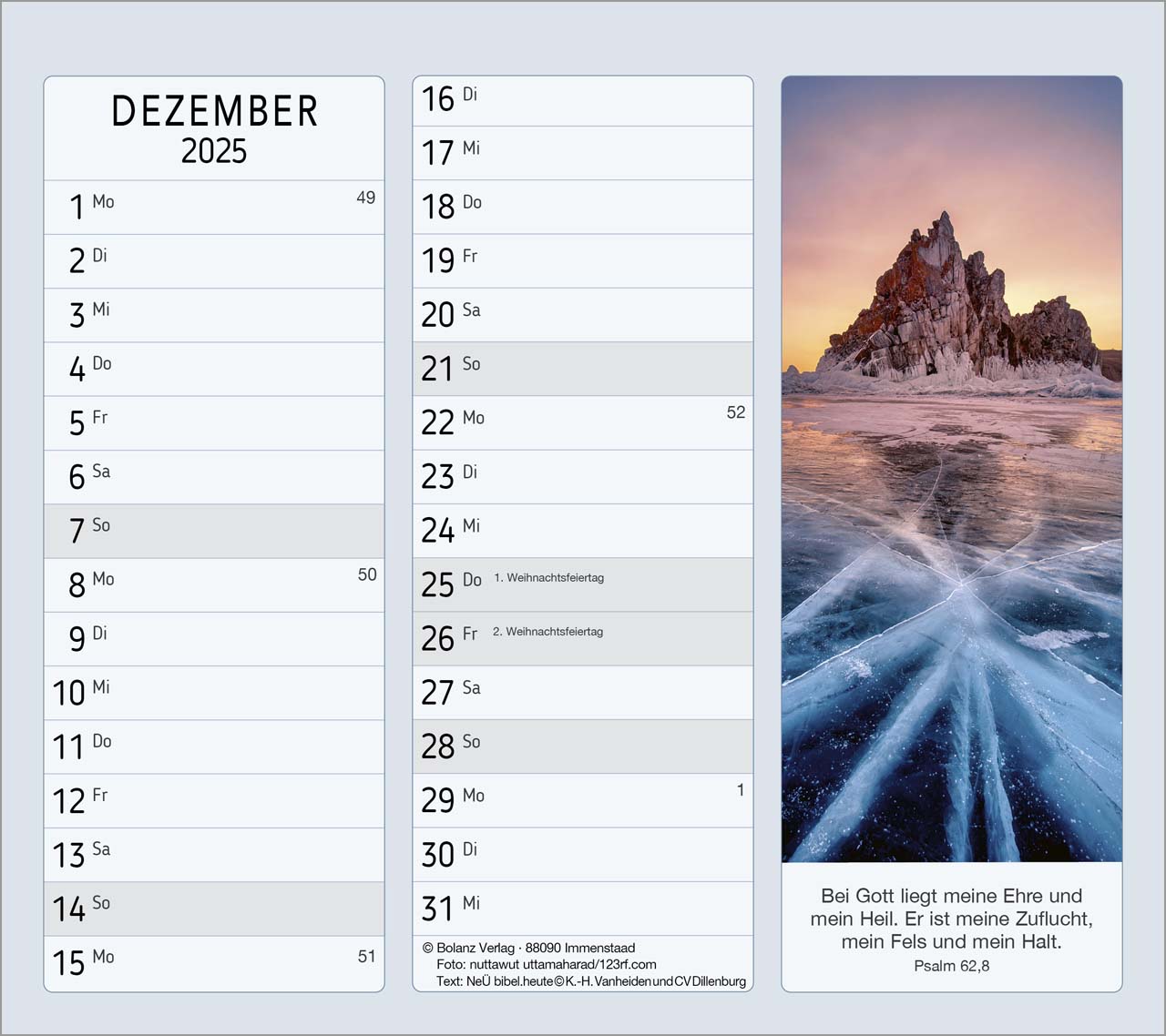 Vormerk-Kalender mit Bibelverse