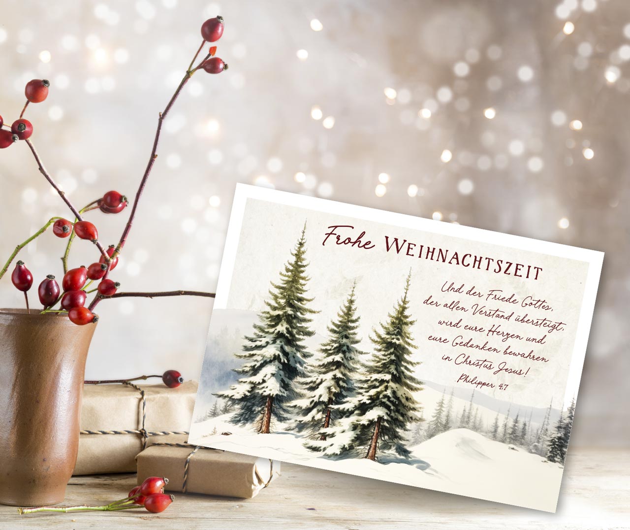 Postkarte Wintertannen