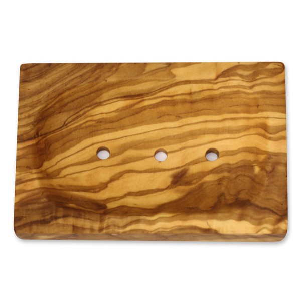 Seifenschale Olivenholz eckig mit Löcher