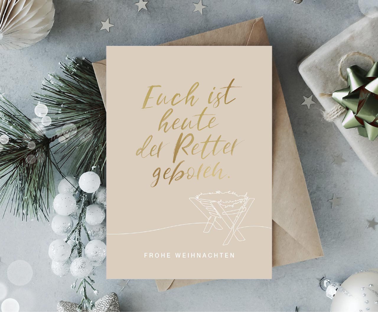Faltkarte Frohe Weihnachten Krippe
