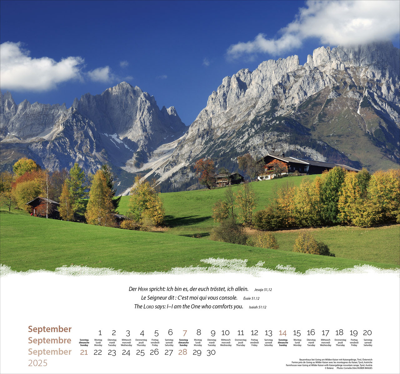 Berge-Montagnes-Mountains 2025 - Wandkalender