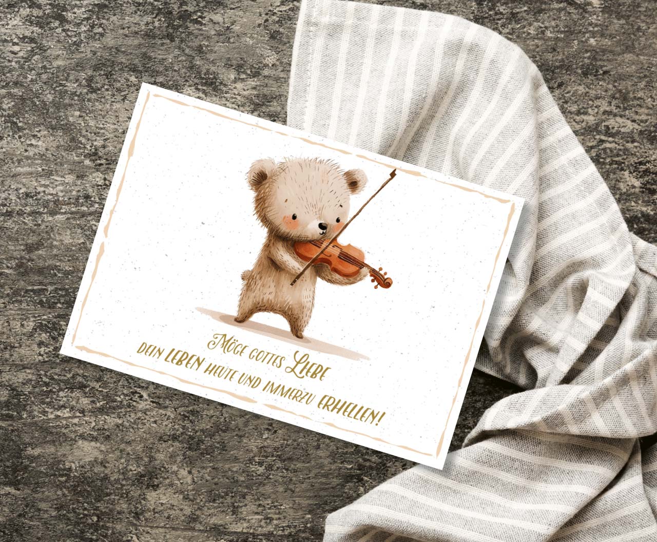 Postkarte Bär mit Geige