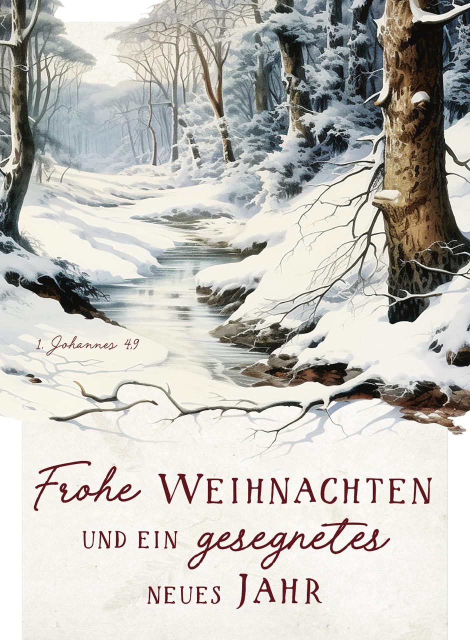 Postkarte Waldbach im Winter