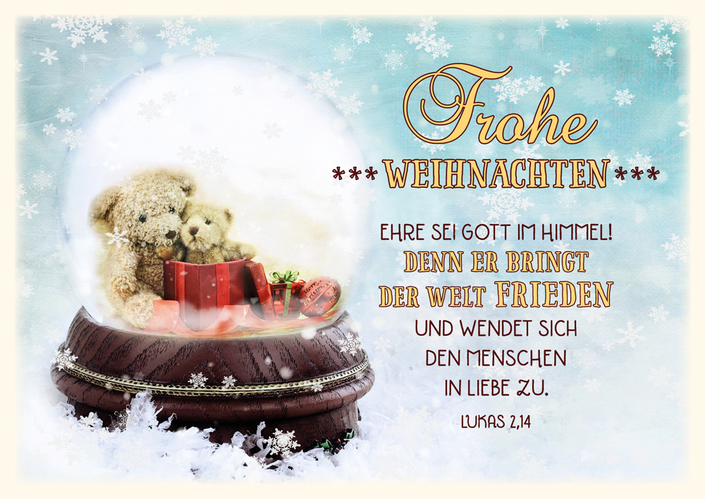 Postkarte Schneekugel Teddy