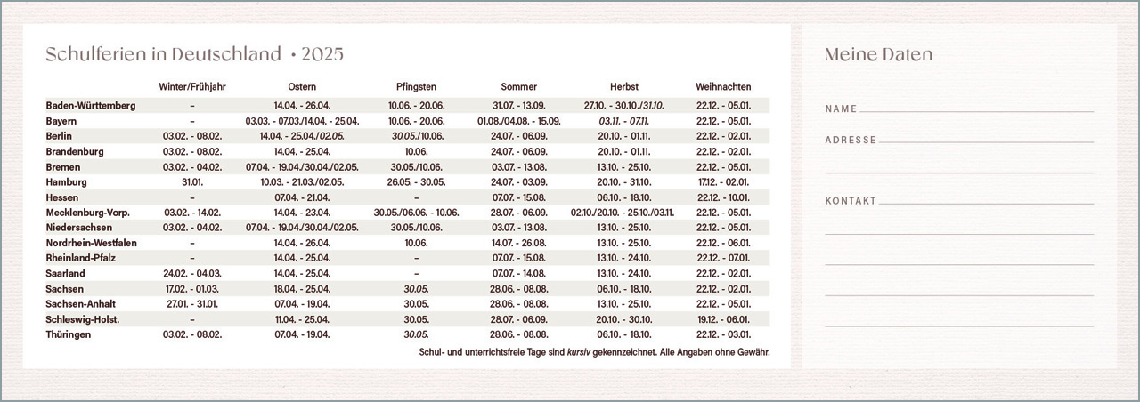 Täglich vertrauen 2025 - Wochenplaner