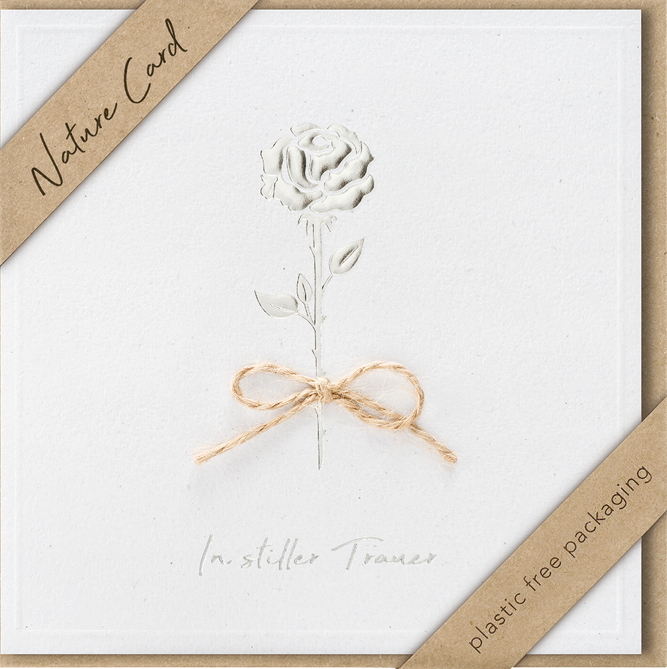 Faltkarte Rose mit Bastschleife