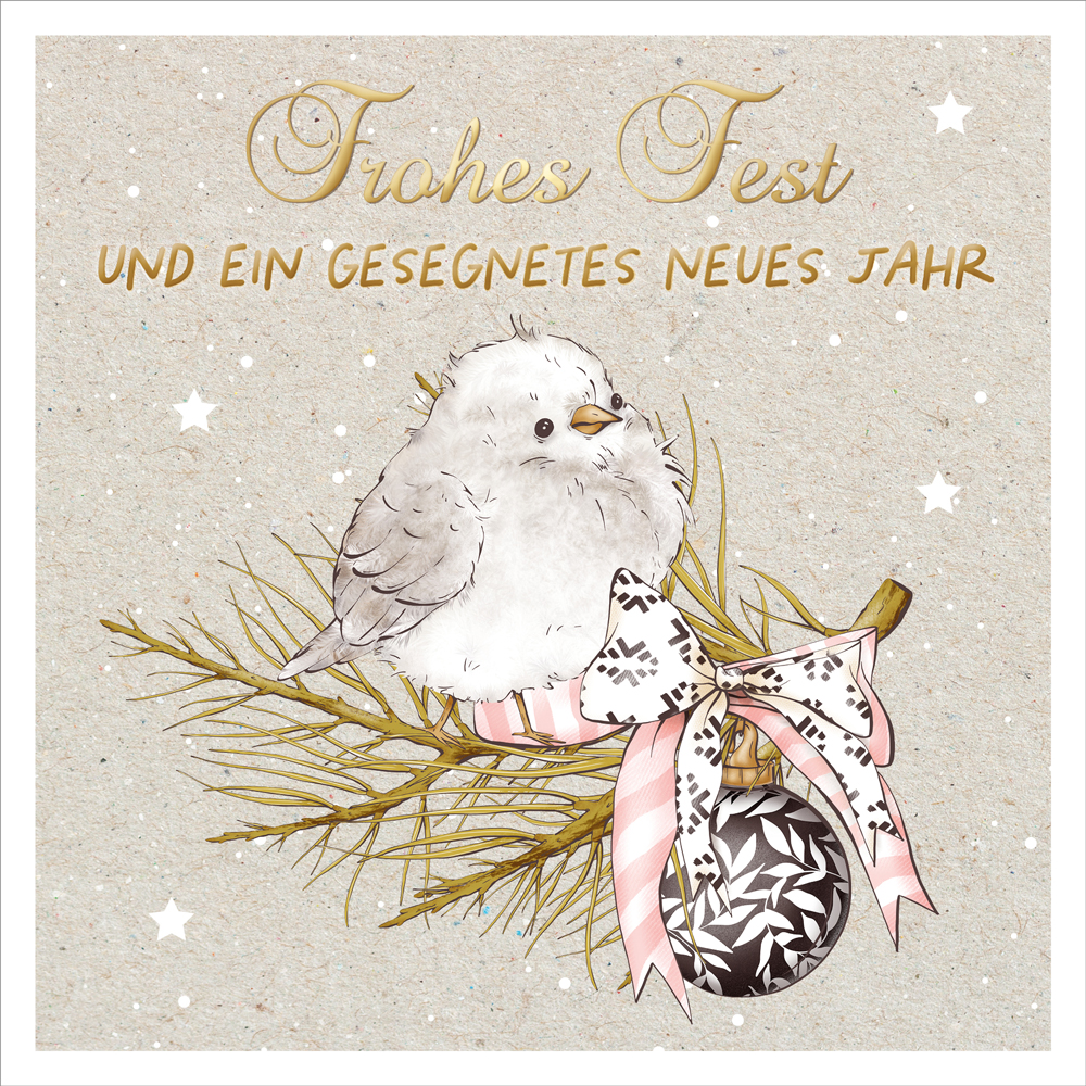 Faltkarte Vogel auf Zweig