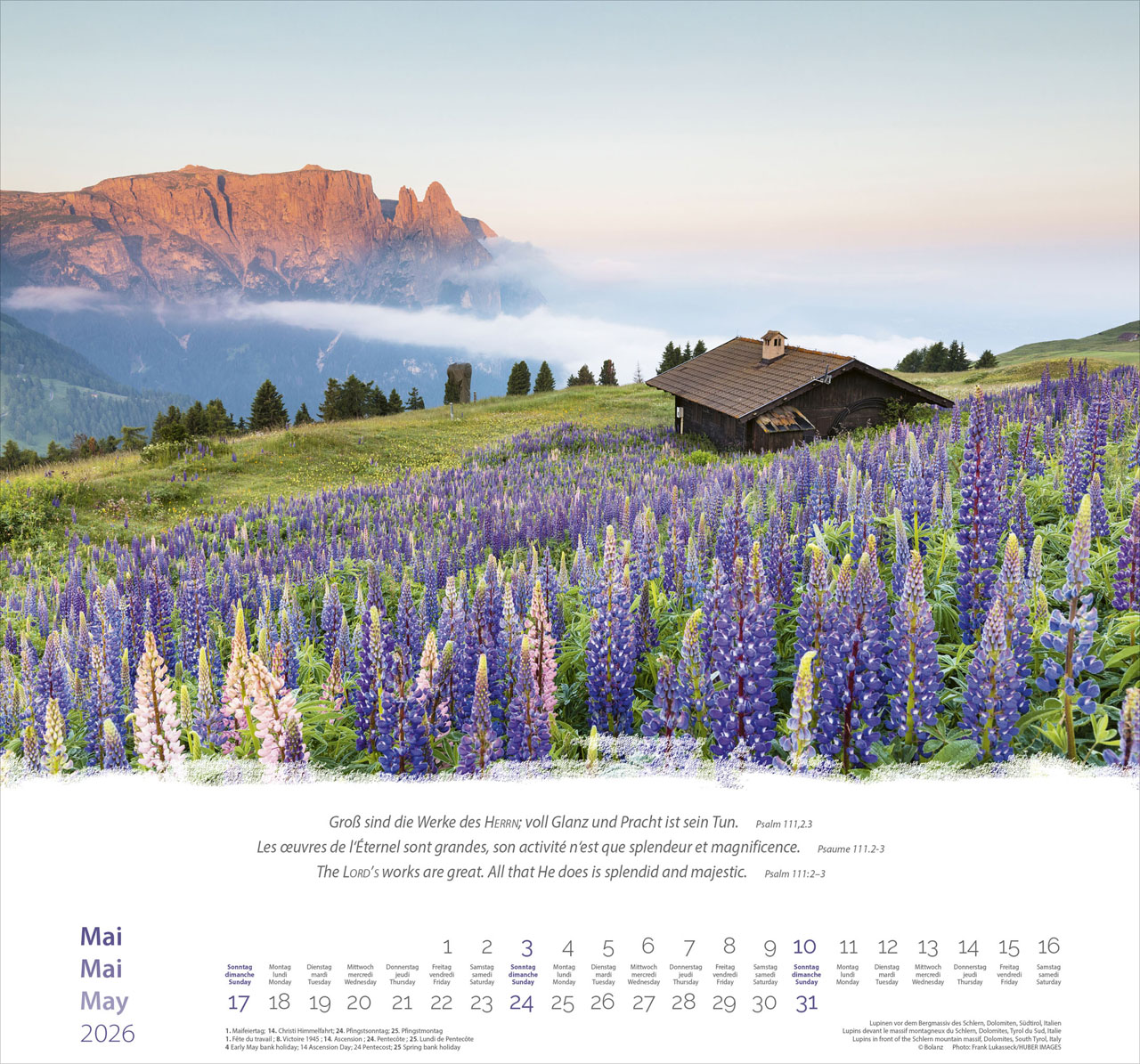 Berge-Montagnes-Mountains 2026 - Wandkalender Berge-Montagnes-Mountains 2026 - Wandkalender