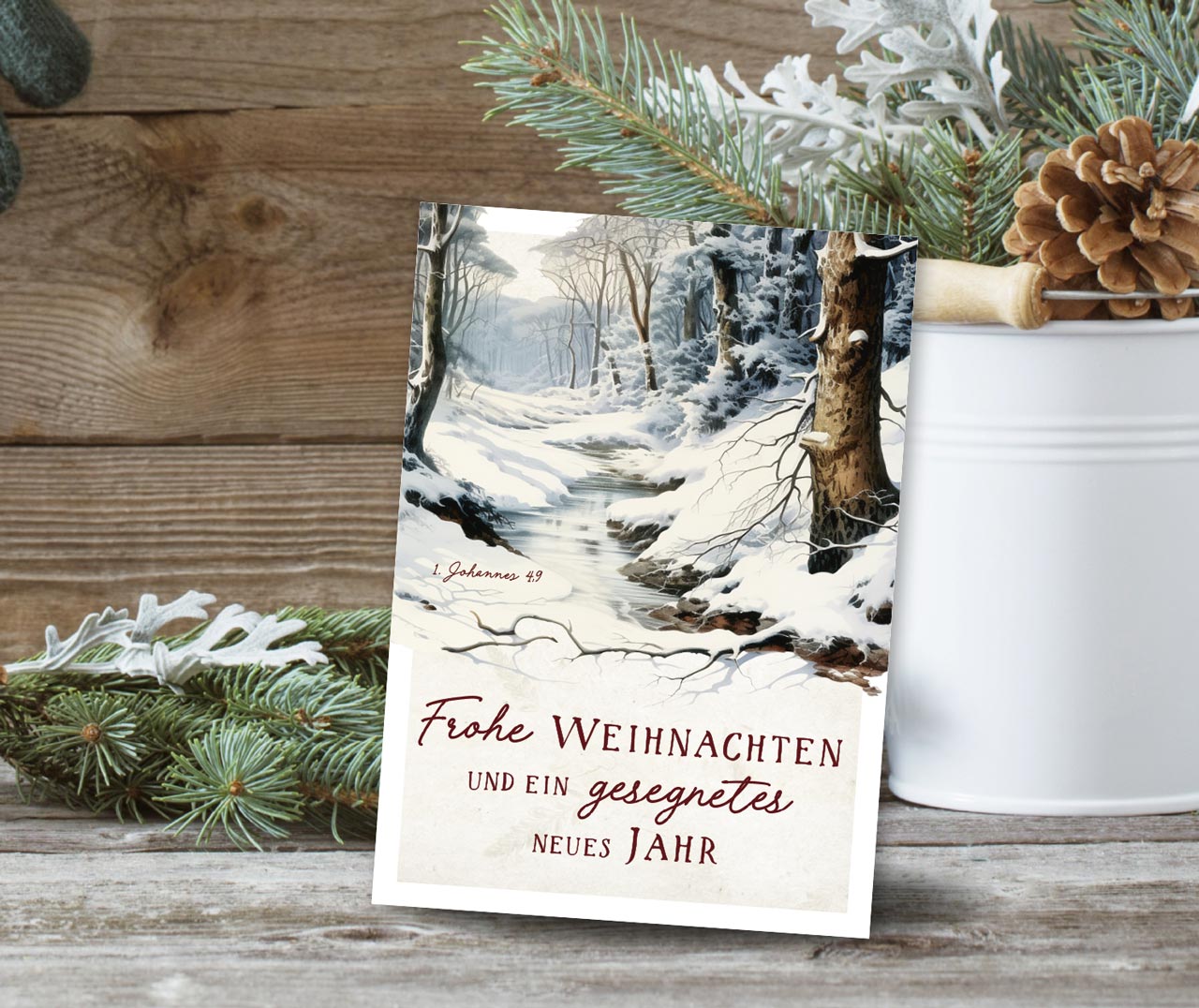 Postkarte Waldbach im Winter