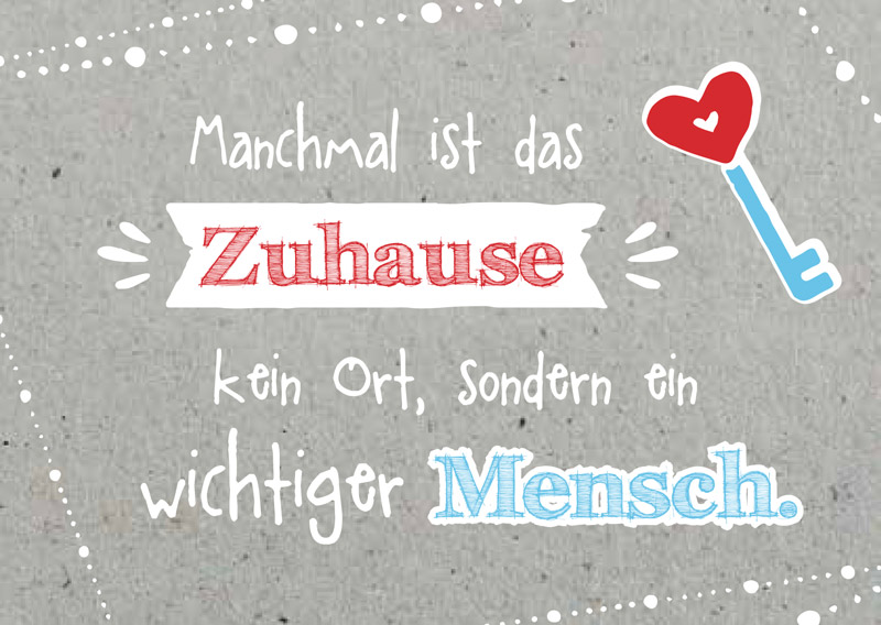 Postkarte Zuhause... Mensch