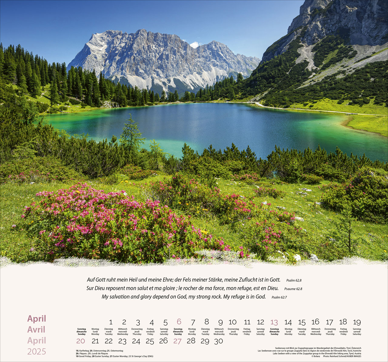 Berge-Montagnes-Mountains 2025 - Wandkalender