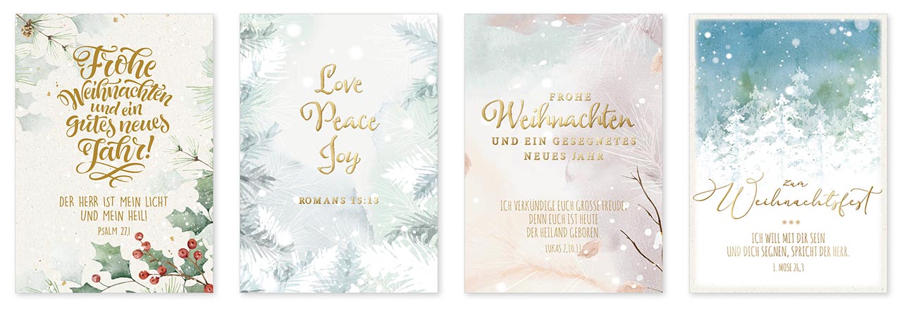 Minikarten Weihnachten mit Typografie