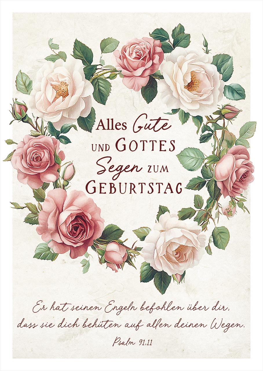 Postkarte Kranz aus Rosen