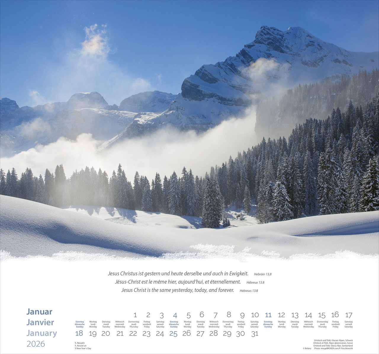 Berge-Montagnes-Mountains 2026 - Wandkalender Berge-Montagnes-Mountains 2026 - Wandkalender