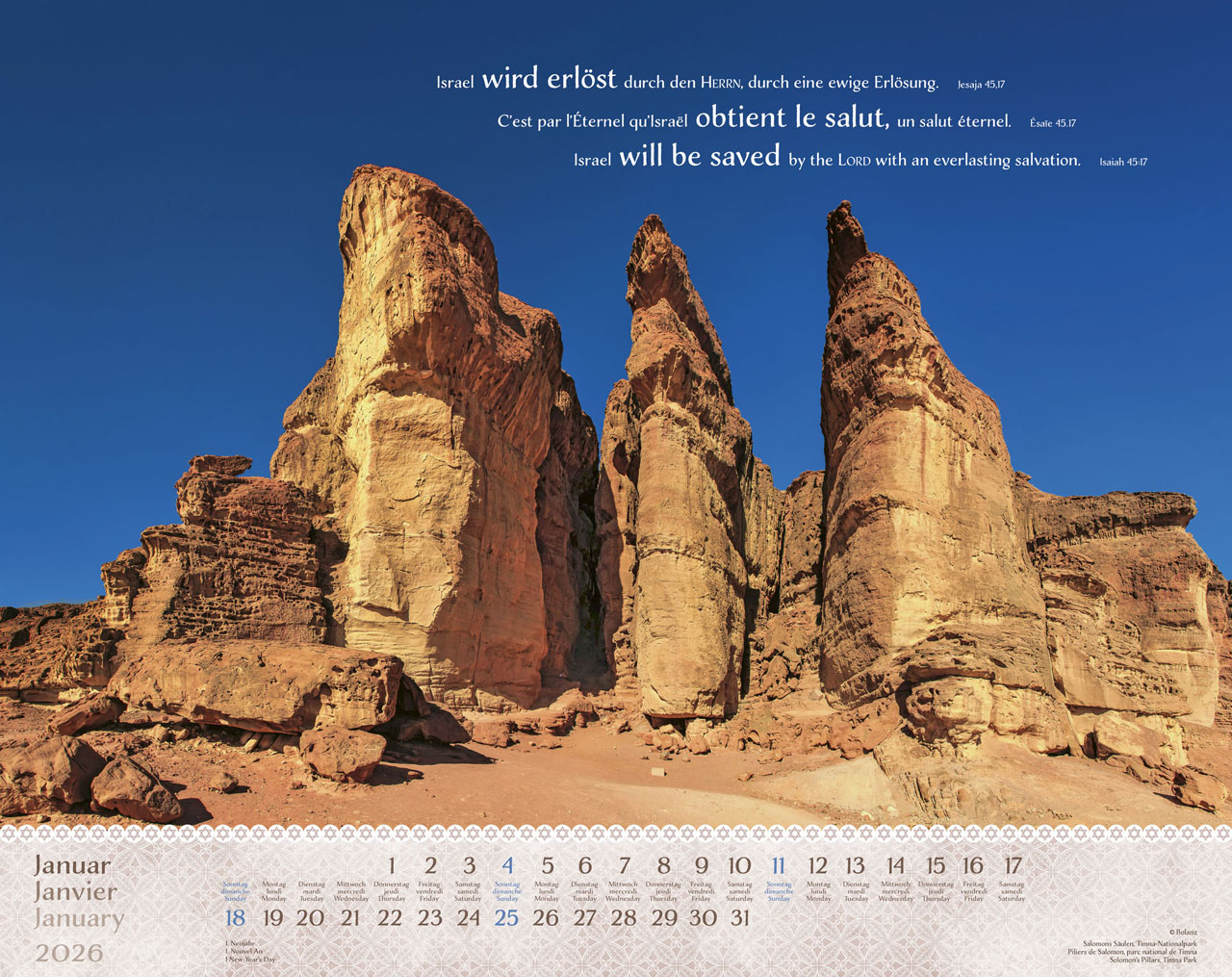 Israel Shalom 2026 - Wandkalender Israel Shalom 2026 - Wandkalender