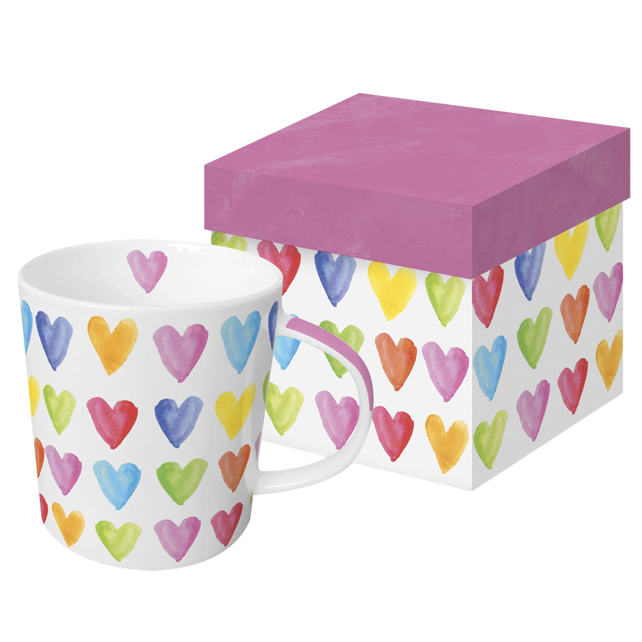 Tasse in Geschenkbox Aquarell Hearts