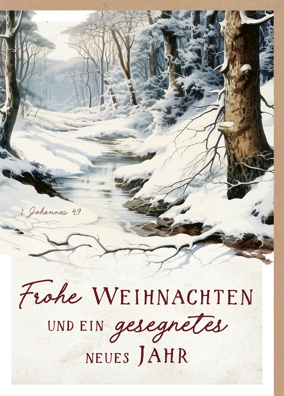 Faltkarte Waldbach im Winter