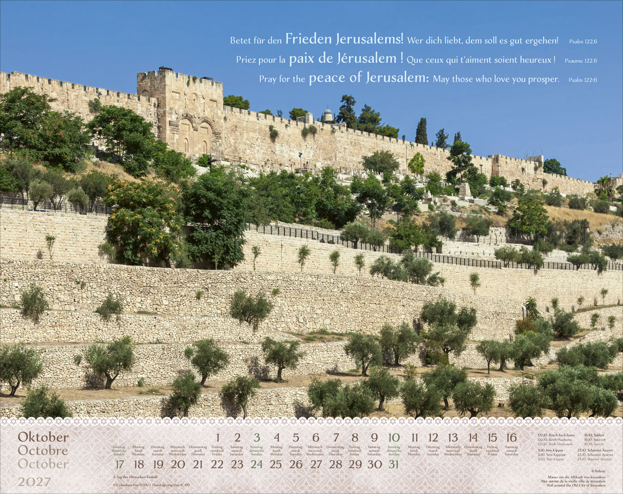 Israel Shalom 2027 – Super-Wandkalender