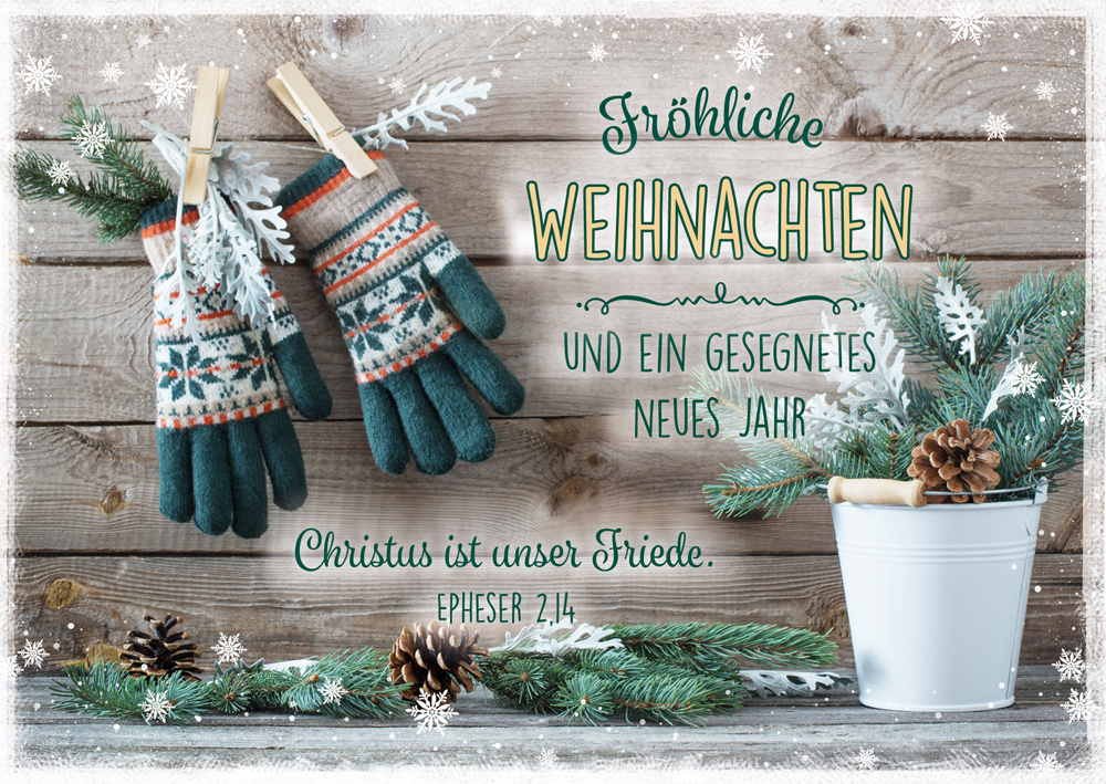 Postkarte Weihnachten Norweger Handschuhe