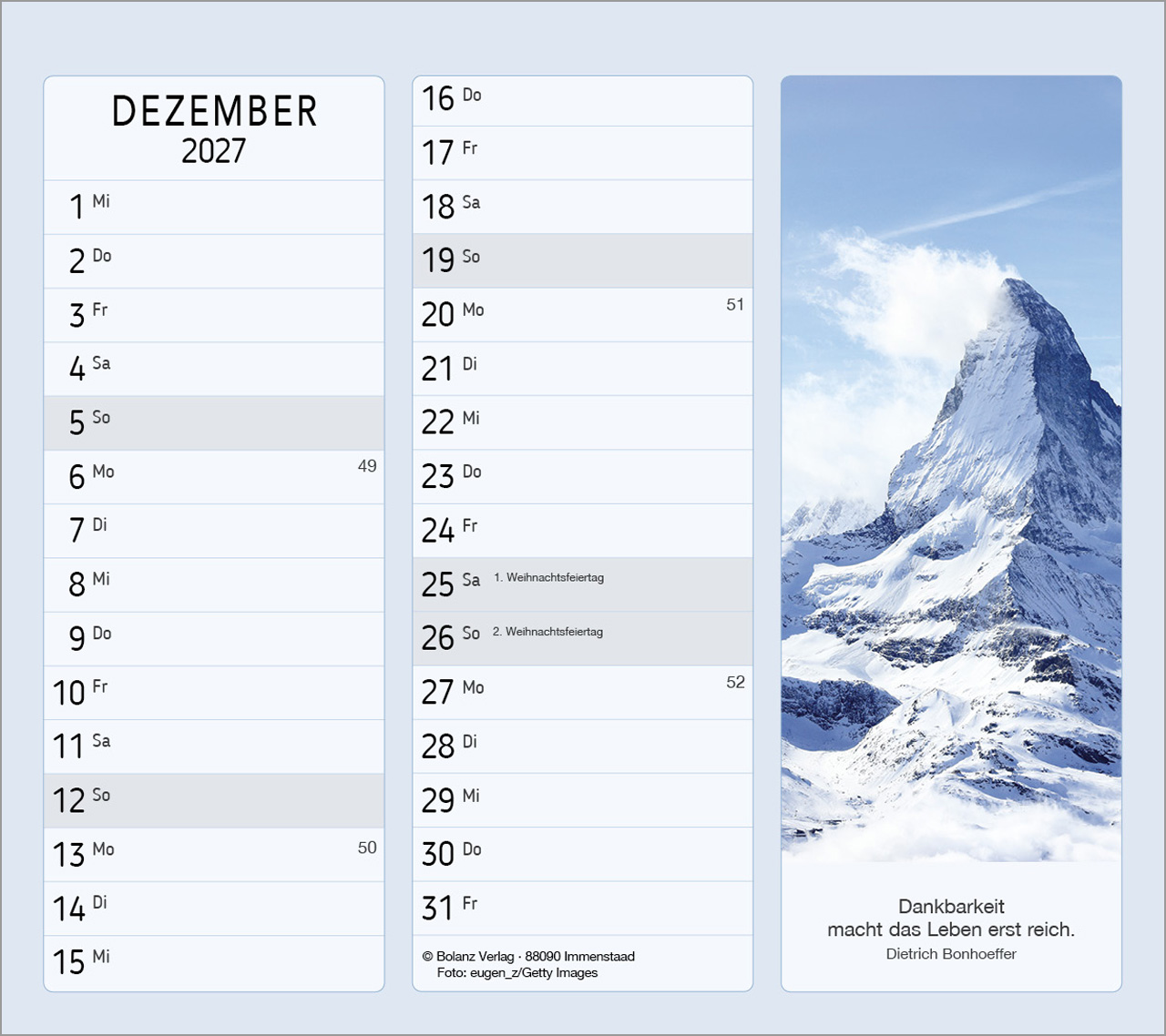 Vormerk-Kalender, mit Sinnsprüche 2027 – Terminkalender