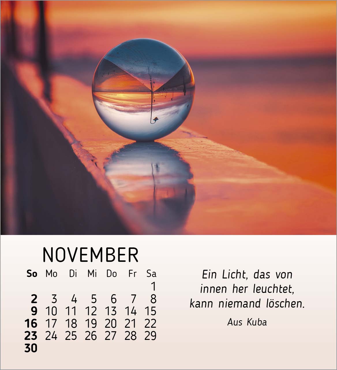 Schönheit des Lichts Tischkalender