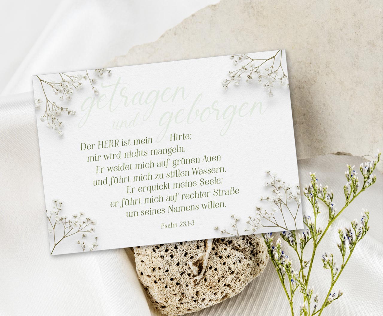 Postkarte getragen und geborgen