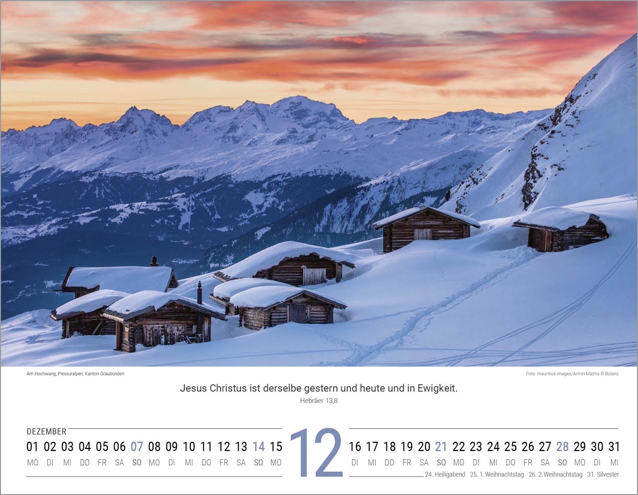 Schweizer Bergwelten Wandkalender 2025