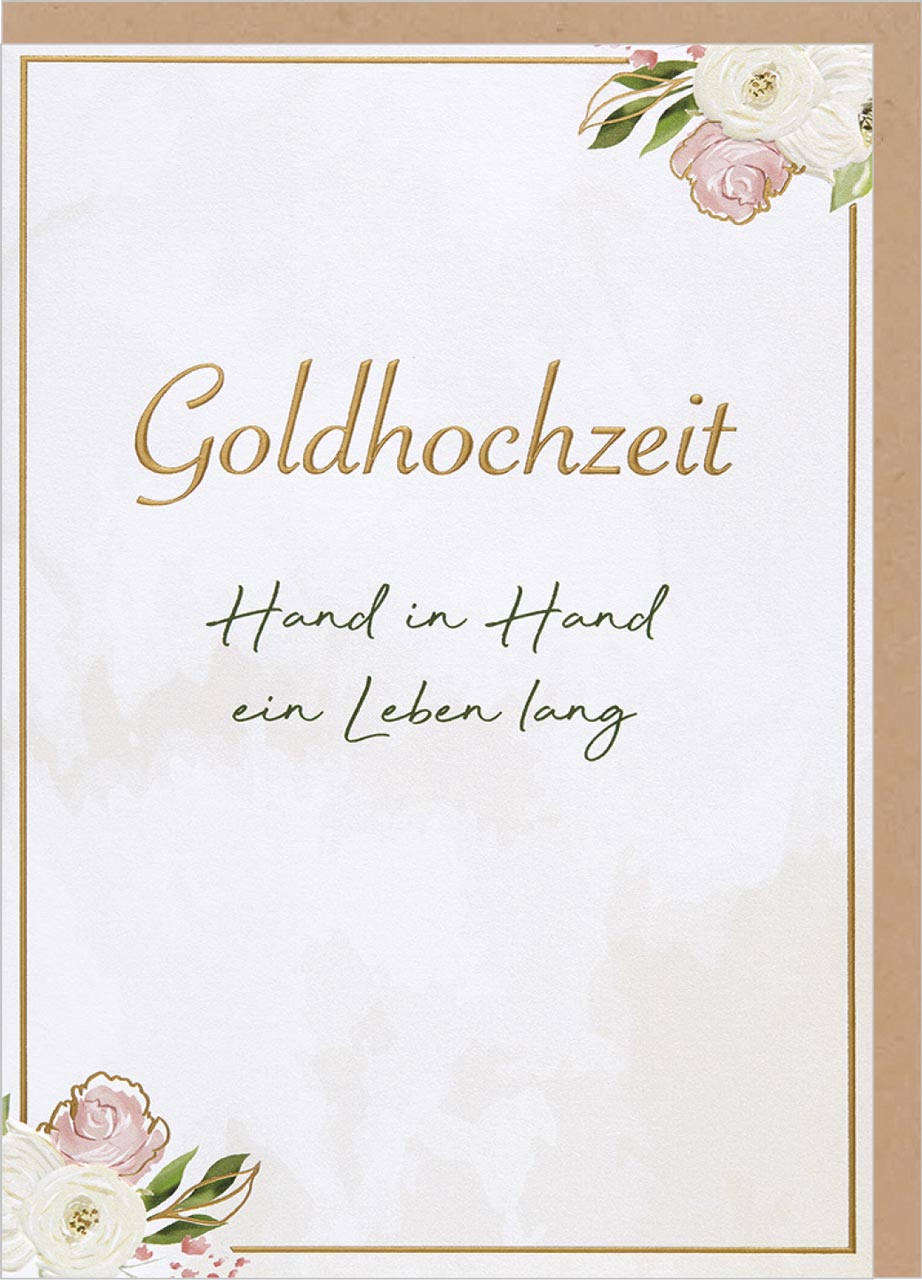 Faltkarten Goldhochzeit Hand in Hand