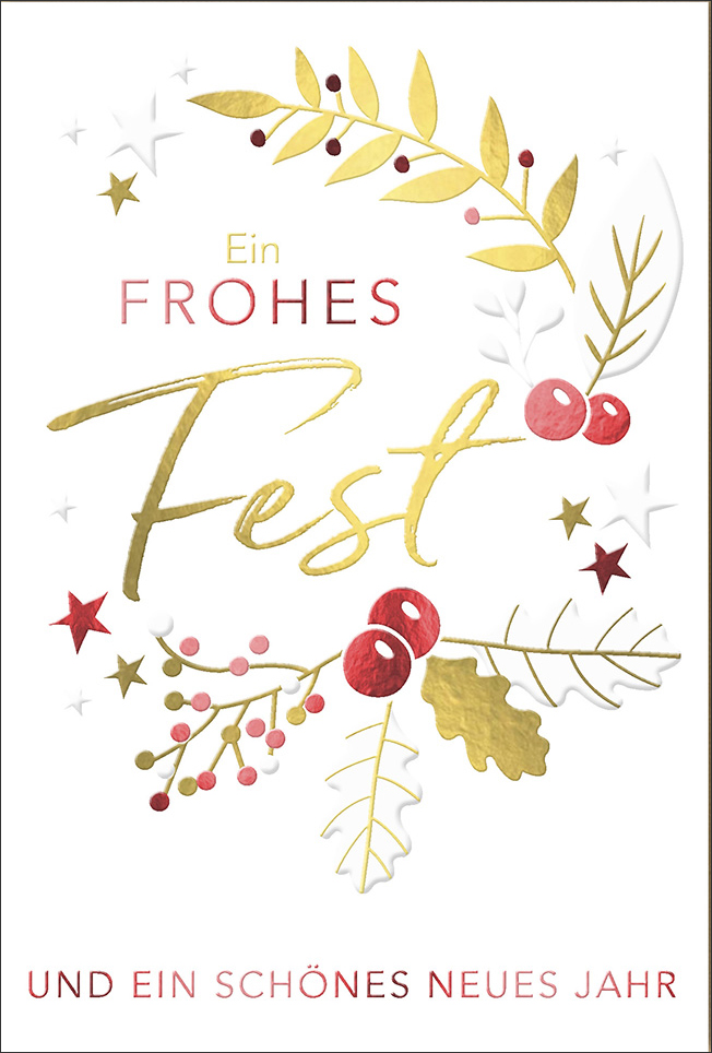 Faltkarte Frohes Fest Gold Zweige