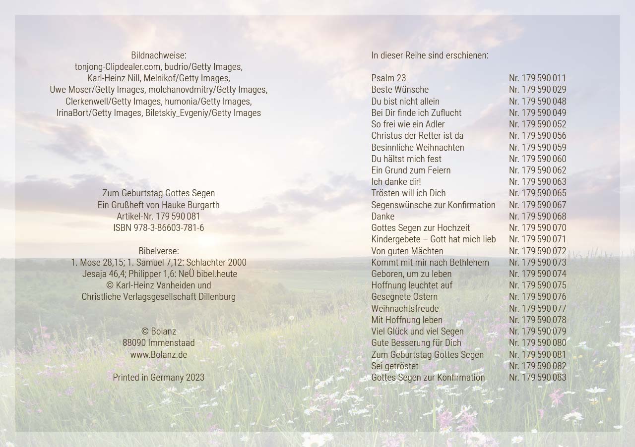 Grußheft - Zum Geburtstag Gottes Segen