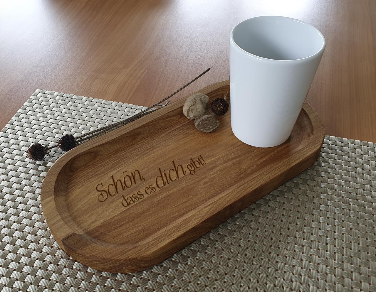 Holz-Tablett - Schön, dass es dich gibt!