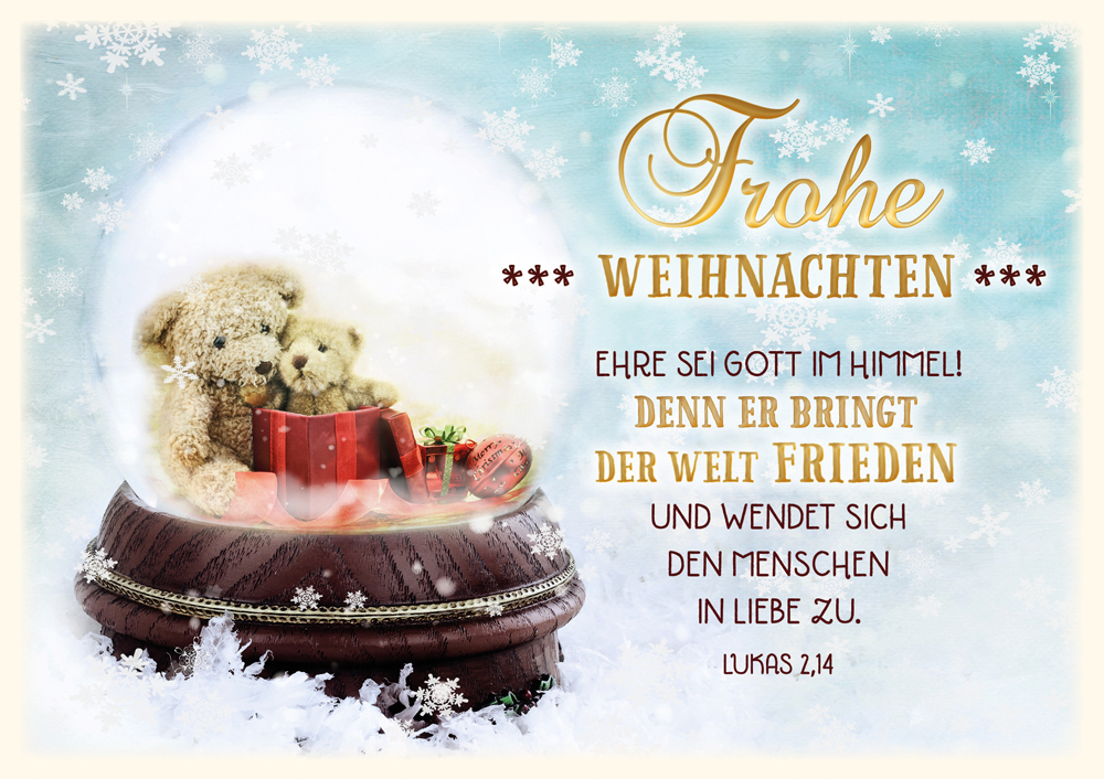 Faltkarte Schneekugel Teddy