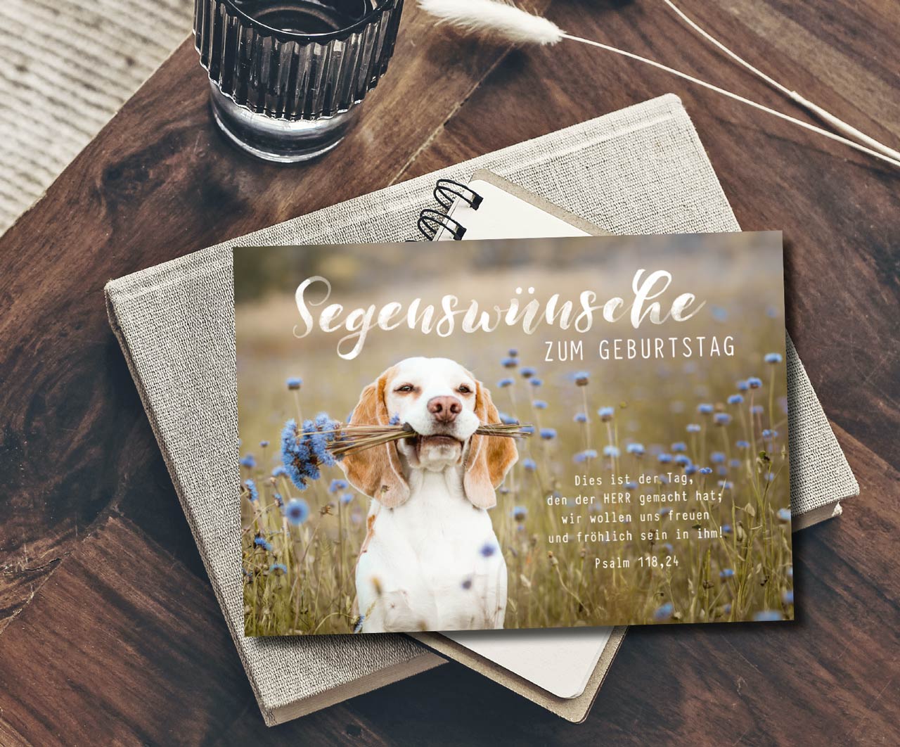 Postkarte süßer Hund zum Geburtstag