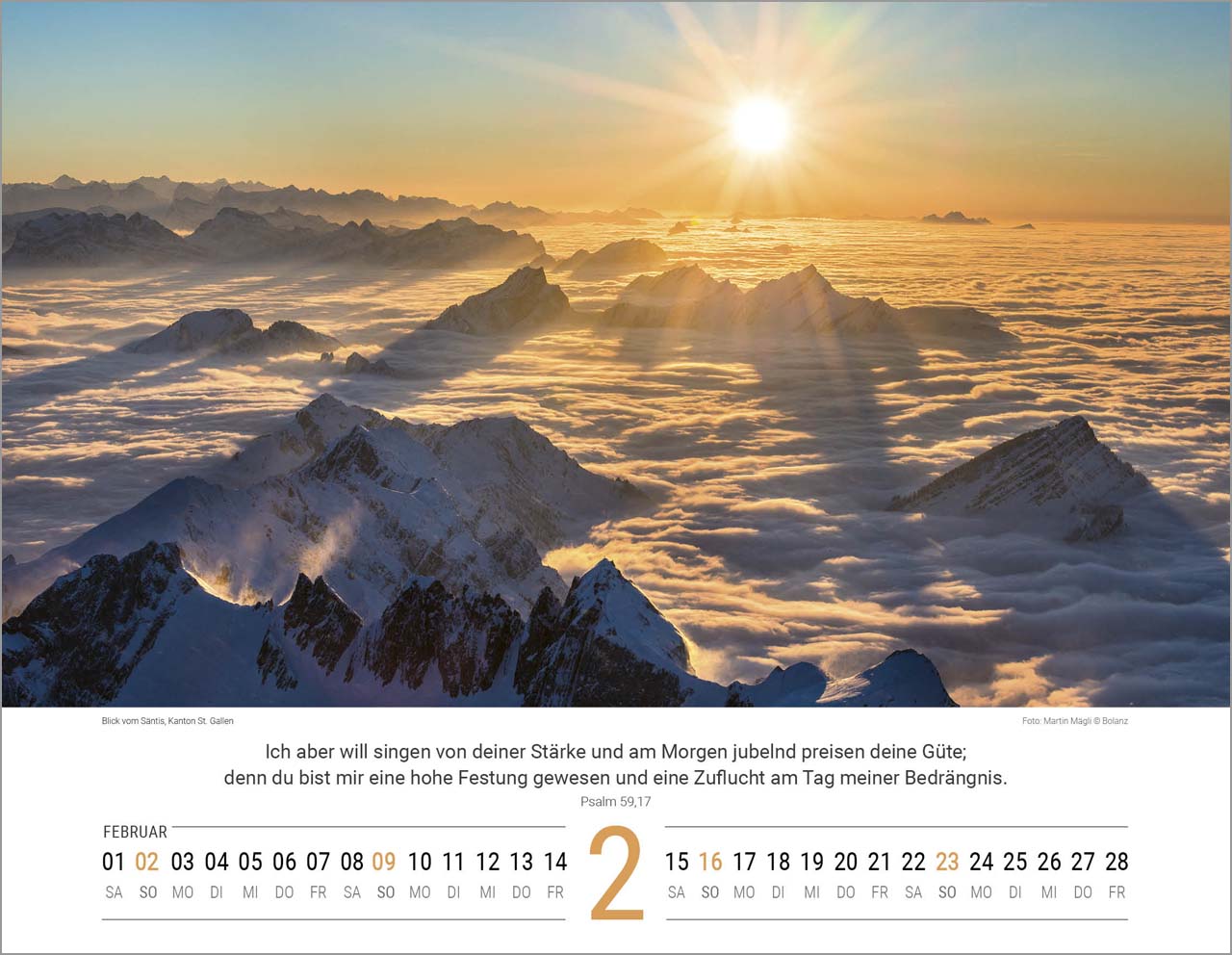 Schweizer Bergwelten Wandkalender 2025