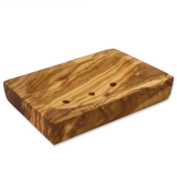 Seifenschale Olivenholz eckig mit Löcher