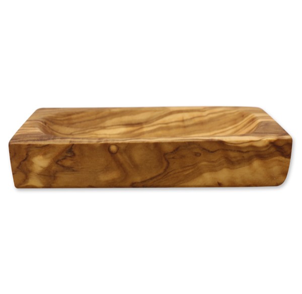 Seifenschale Olivenholz eckig mit Löcher