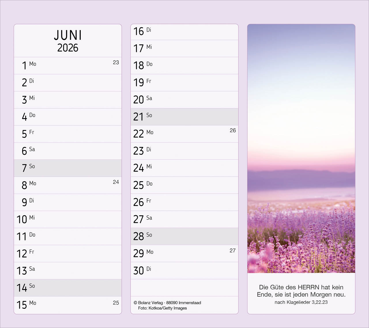 Vormerk-Kalender, mit Bibelverse 2026 Vormerk-Kalender, mit Bibelverse 2026