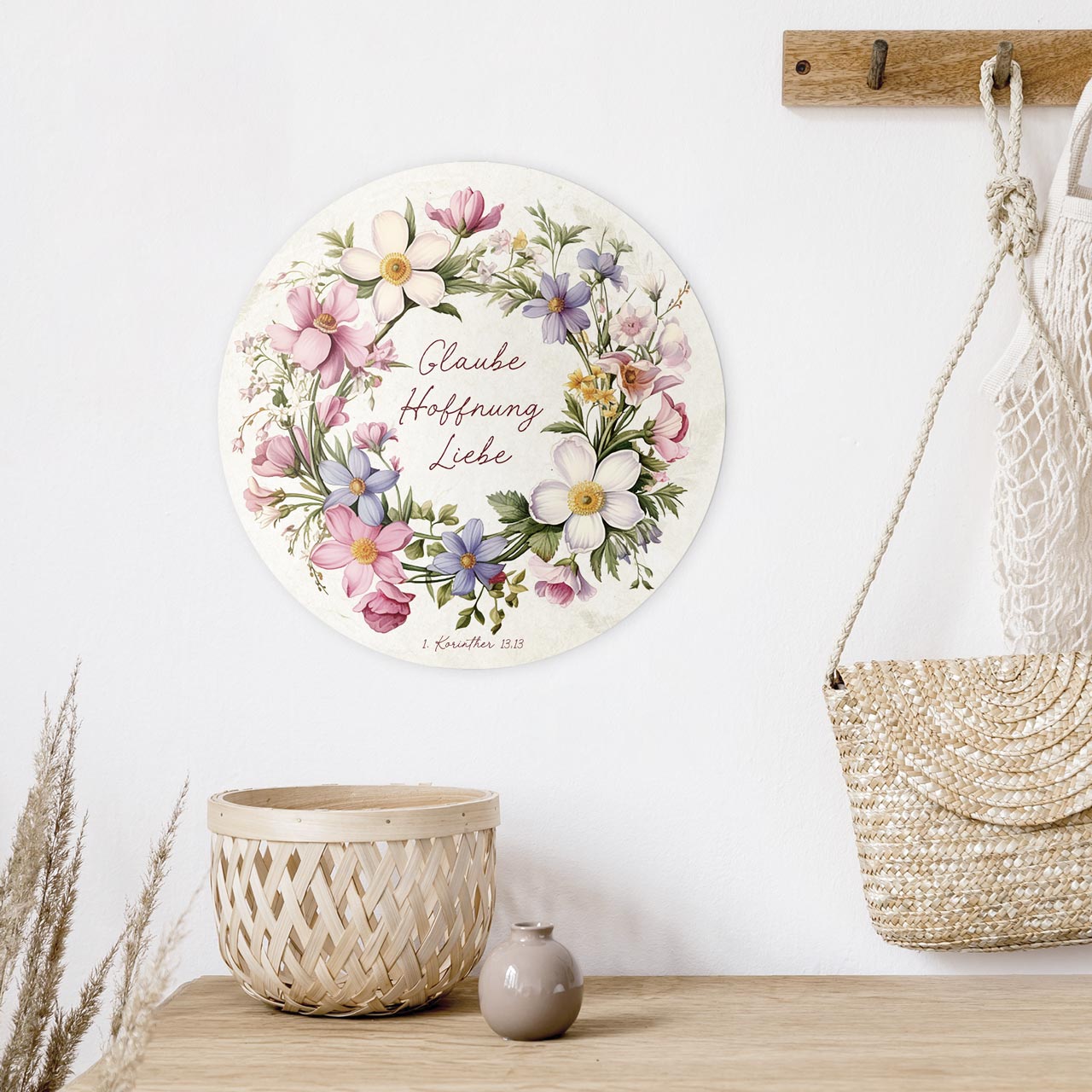 Wandschmuckbild Blumenkranz 25 cm