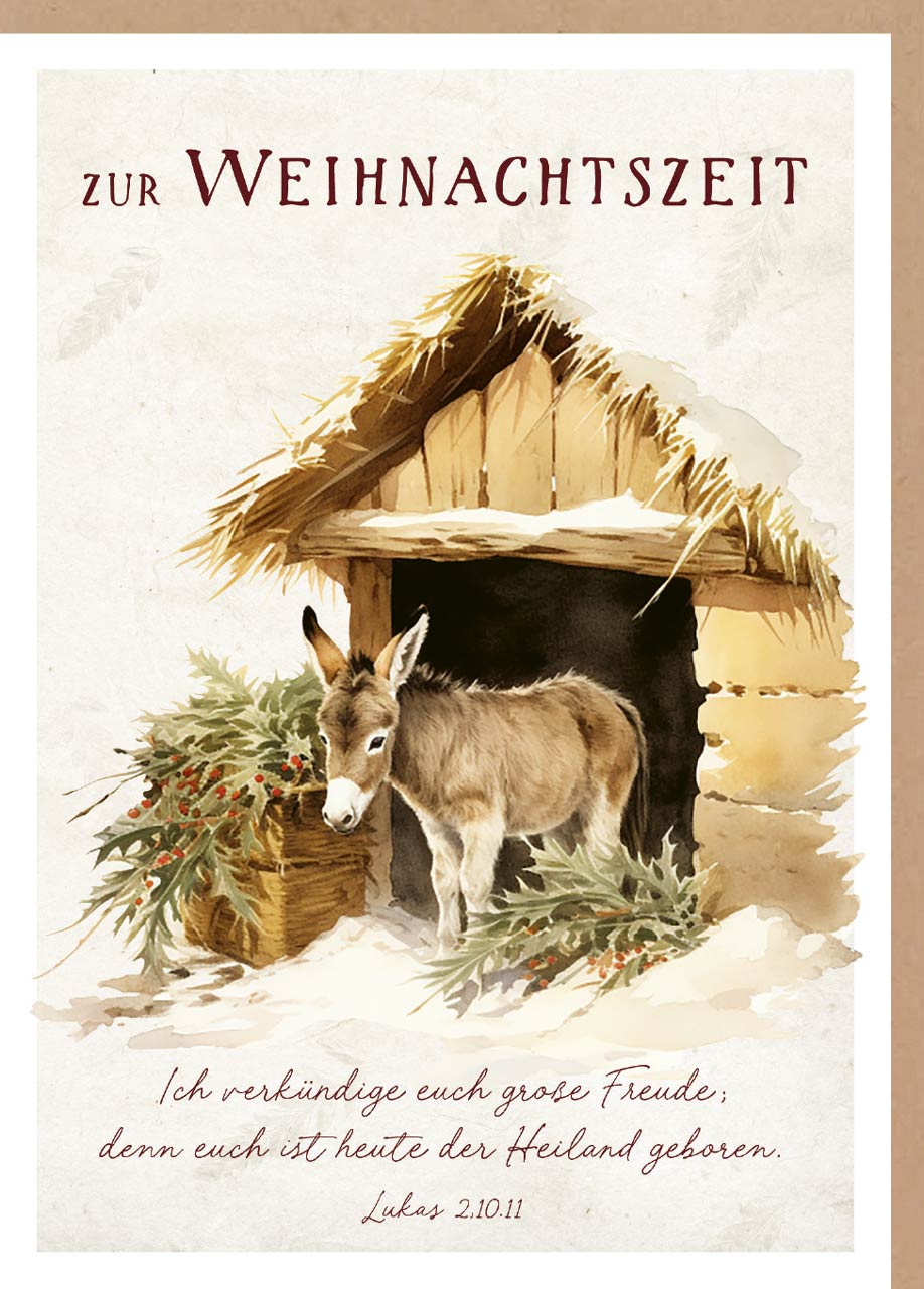 Faltkarte Esel Weihnachten