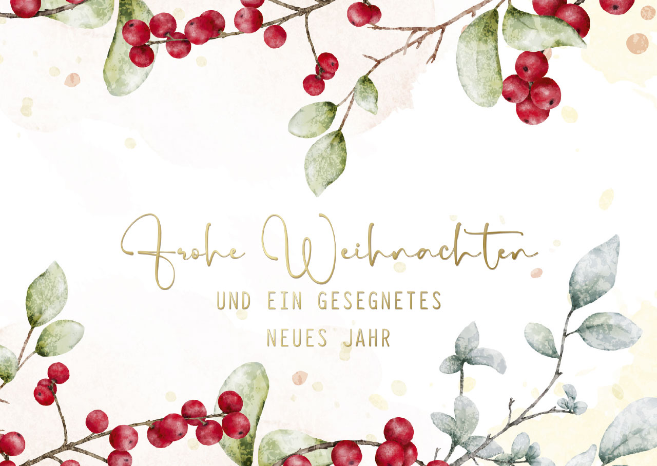 Postkarte rote Beeren und Zweige