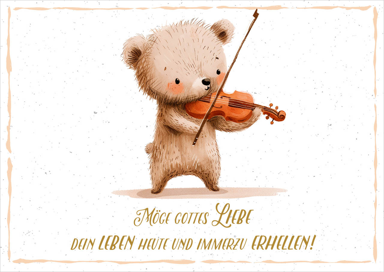 Postkarte Bär mit Geige
