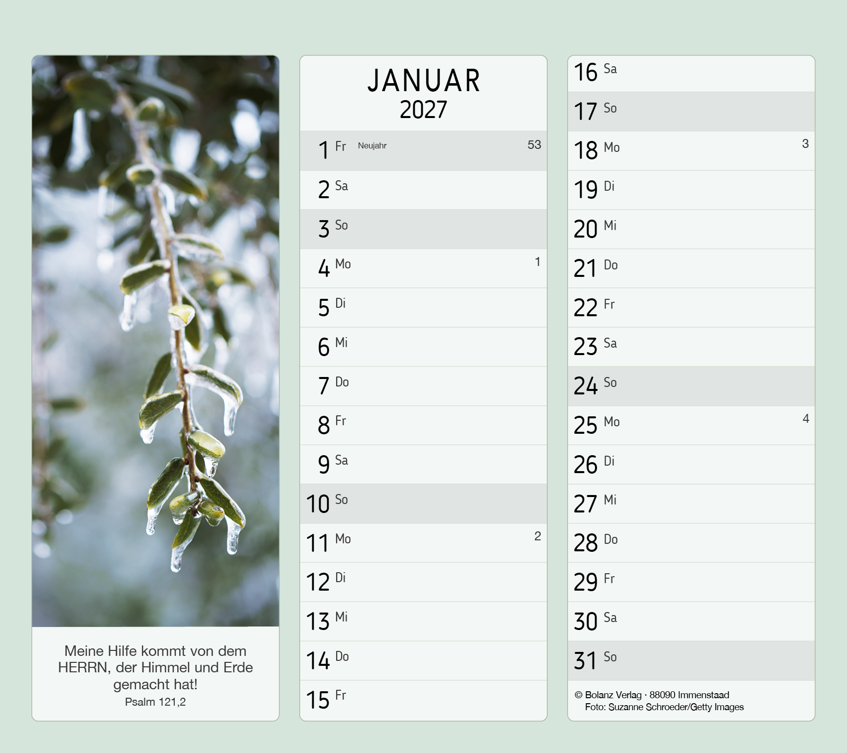 Vormerk-Kalender, mit Bibelverse 2027 – Terminplaner