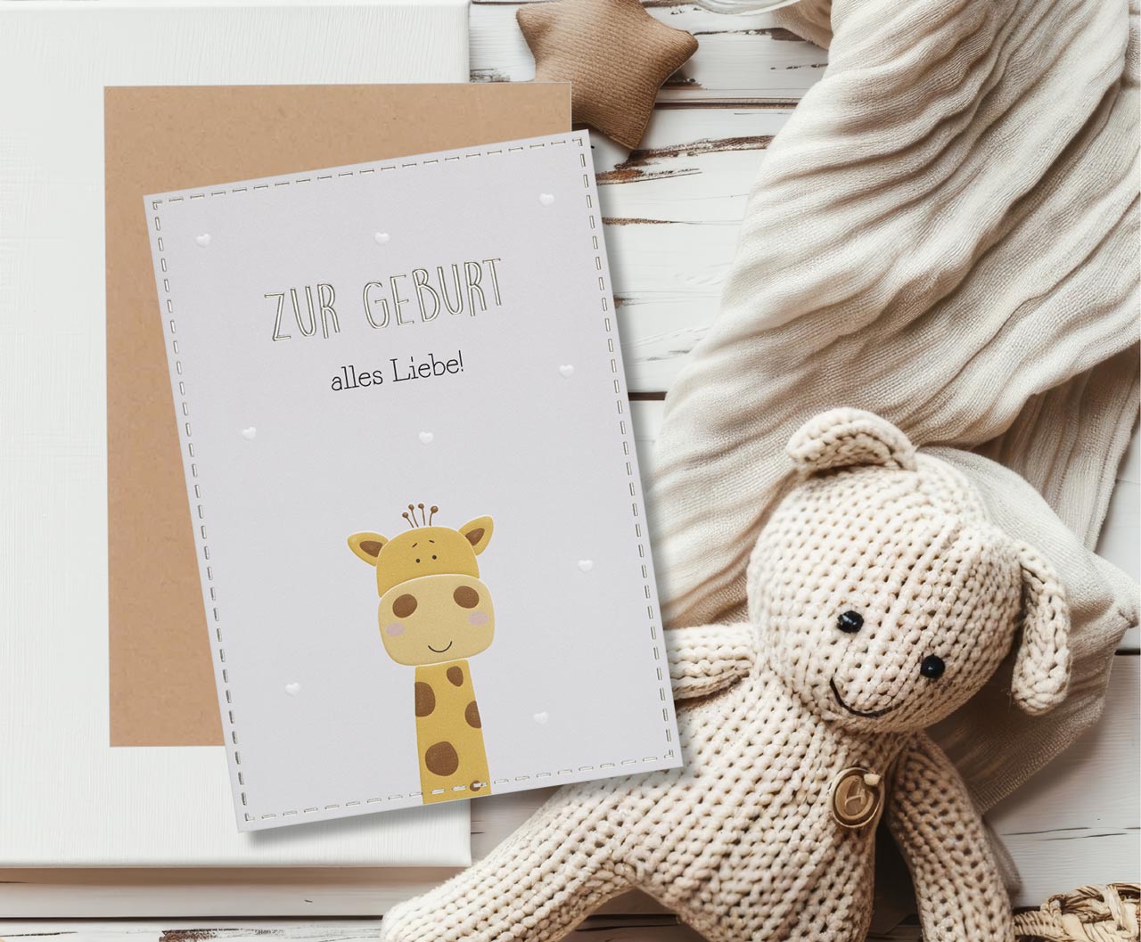 Faltkarte Zur Geburt alles Liebe